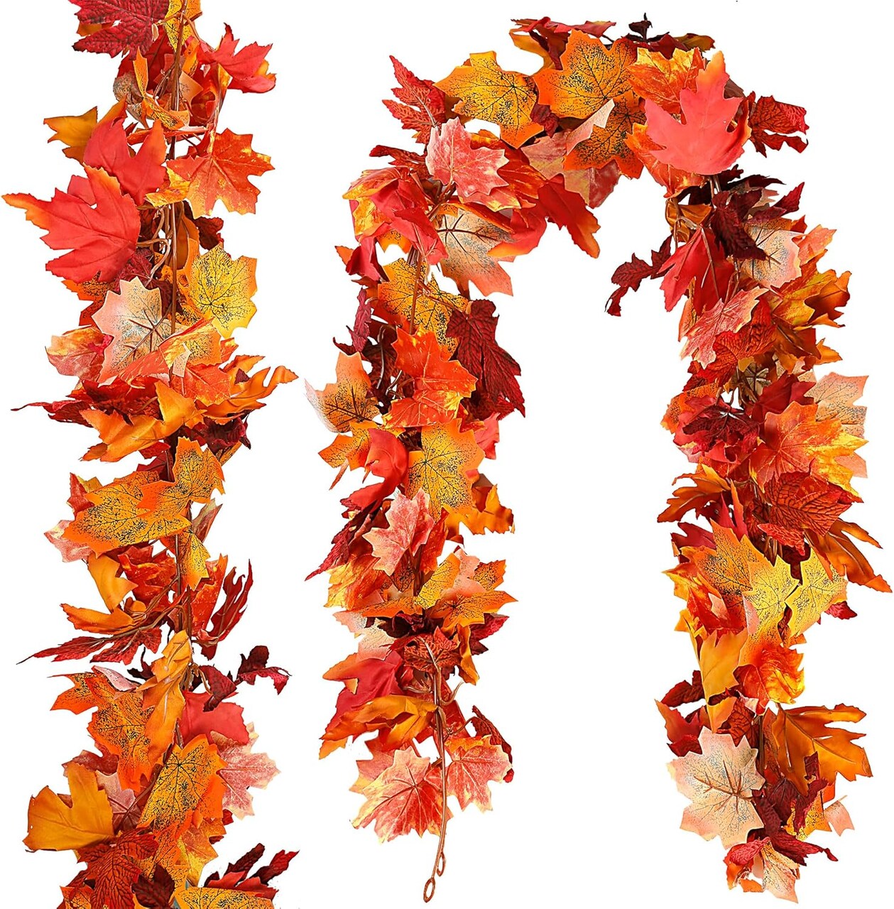 3 Pack Fall Maple Leaf Garland 5.7Ft/Piece - Artificial Autumn Leaves Vines